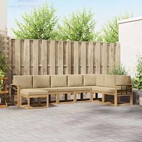 vidaXL Utomhussoffset med kudde 8 pcs Vit och Beige