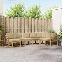 vidaXL Utomhussoffset med kudde 8 pcs Vit och Beige