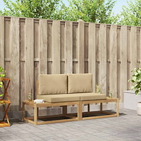vidaXL Utomhussoffset med kudde 2 pcs Vit och Beige Polyester