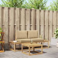 vidaXL Utomhussoffset med kudde 3 pcs Vit och Beige Polyester