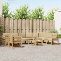 vidaXL Utomhussoffset med kudde 11 pcs Vit och Beige
