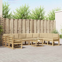 vidaXL Utomhussoffset med kudde 11 pcs Vit och Beige
