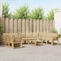 vidaXL Utomhussoffset med kudde 11 pcs Vit och Beige