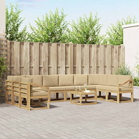 vidaXL Utomhussoffset med kudde 11 pcs Vit och Beige