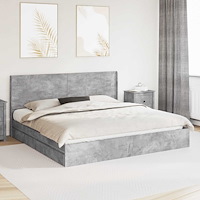 vidaXL Sängram med förvaring och huvudgavel Betonggrå 200 x 200 cm