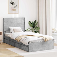 vidaXL Sängram med förvaring och huvudgavel Betonggrå 75 x 190 cm