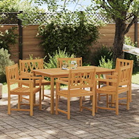 vidaXL Utomhusbänk 6 pcs Naturlig 56 x 55,5 x 90 cm Massivt Akaciaträ
