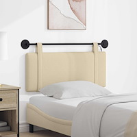 vidaXL Hängande sänggavel Med LED-lampa Gräddvit Tyg