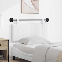 vidaXL Hängande sänggavel Med LED-lampa Vit Tyg