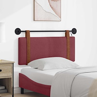 vidaXL Hängande sänggavel Med LED-lampa Vinröd Antik PU