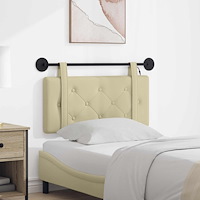 vidaXL Hängande sänggavel Med LED-lampa Gräddvit Konstläder