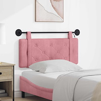 vidaXL Hängande sänggavel Med LED-lampa Rosa Sammet