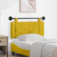 vidaXL Hängande sänggavel Med LED-lampa Gul Sammet