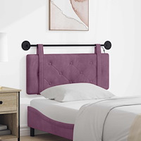 vidaXL Hängande sänggavel Med LED-lampa Lila Sammet