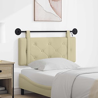 vidaXL Hängande sänggavel Med LED-lampa Gräddvit Konstläder