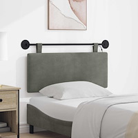vidaXL Hängande sänggavel Med LED-lampa Ljusgrå Kordread tyg