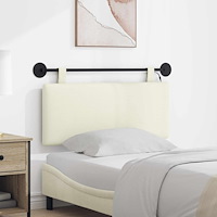 vidaXL Hängande sänggavel Med LED-lampa Gräddvit Kordread tyg