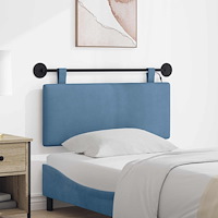 vidaXL Hängande sänggavel Med LED-lampa Blå Kordread tyg