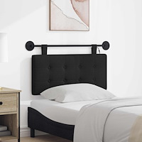 vidaXL Hängande sänggavel Med LED-lampa Svart Tyg
