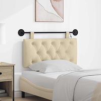vidaXL Hängande sänggavel Med LED-lampa Gräddvit Tyg