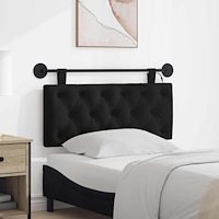vidaXL Hängande sänggavel Med LED-lampa Svart Tyg
