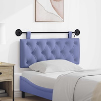 vidaXL Hängande sänggavel Med LED-lampa Jeansblå Tyg
