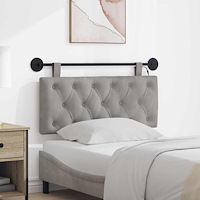 vidaXL Hängande sänggavel Med LED-lampa Ljusgrå Sammet