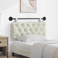 vidaXL Hängande sänggavel Med LED-lampa Gräddvit Sammet