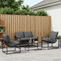 vidaXL Trädgårdsoffset 4 pcs Svart och Anthracit Stål