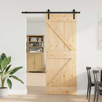 vidaXL Skjutdörr NARVIK Naturlig och svart 80 x 210 cm (152,5 cm)