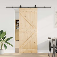vidaXL Skjutdörr NARVIK Naturlig och svart 85 x 210 cm (213,5 cm)