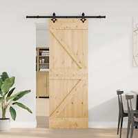 vidaXL Skjutdörr NARVIK Naturlig och svart 70 x 210 cm (152,5 cm)