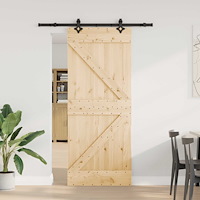 vidaXL Skjutdörr NARVIK Naturlig och svart 85 x 210 cm (152,5 cm)