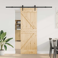 vidaXL Skjutdörr NARVIK Naturlig och svart 70 x 210 cm (213,5 cm)