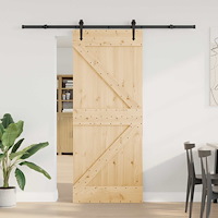 vidaXL Skjutdörr NARVIK Naturlig och svart 85 x 210 cm (213,5 cm)