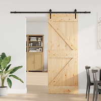 vidaXL Skjutdörr NARVIK Naturlig och svart 80 x 210 cm (213,5 cm)
