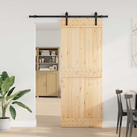 vidaXL Skjutdörr NARVIK Naturlig och svart 80 x 210 cm (152,5 cm)