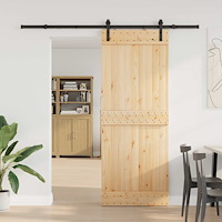 vidaXL Skjutdörr NARVIK Naturlig och svart 80 x 210 cm (213,5 cm)