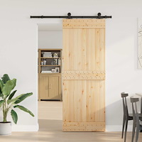 vidaXL Skjutdörr NARVIK Naturlig och svart 80 x 210 cm (152,5 cm)