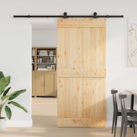 vidaXL Skjutdörr NARVIK Naturlig och svart 95 x 210 cm (213,5 cm)