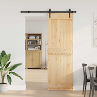 vidaXL Skjutdörr NARVIK Naturlig och svart 80 x 210 cm (152,5 cm)
