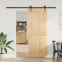 vidaXL Skjutdörr NARVIK Naturlig och svart 80 x 210 cm (213,5 cm)