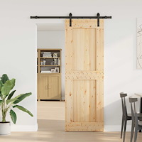 vidaXL Skjutdörr NARVIK Naturlig och svart 80 x 210 cm (152,5 cm)