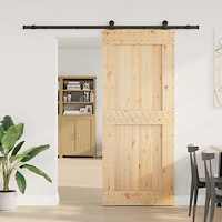 vidaXL Skjutdörr NARVIK Naturlig och svart 95 x 210 cm (213,5 cm)