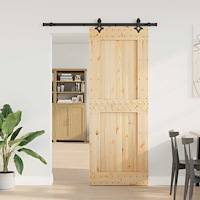 vidaXL Skjutdörr NARVIK Naturlig och svart 85 x 210 cm (152,5 cm)