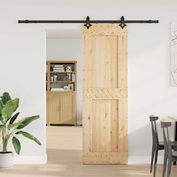vidaXL Skjutdörr NARVIK Naturlig och svart 70 x 210 cm (213,5 cm)