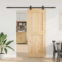 vidaXL Skjutdörr NARVIK Naturlig och svart 85 x 210 cm (213,5 cm)