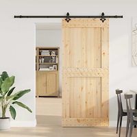 vidaXL Skjutdörr NARVIK Naturlig och svart 100 x 210 cm (213,5 cm)