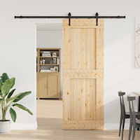vidaXL Skjutdörr NARVIK Naturlig och svart 85 x 210 cm (213,5 cm)