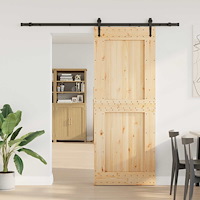 vidaXL Skjutdörr NARVIK Naturlig och svart 90 x 210 cm (213,5 cm)